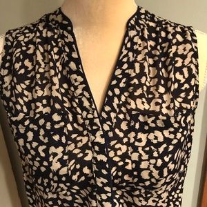 Fate Navy & Cream Sleeveless Blouse